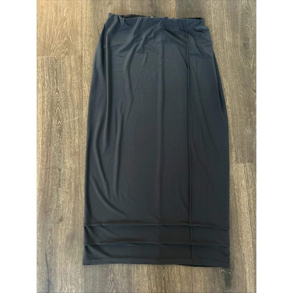 Sympli Charcoal Gary NU Maxi Pencil Skirt SZ 12 Slinky‎ Sleek Minimalist MINT